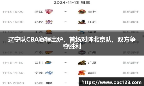 辽宁队CBA赛程出炉，首场对阵北京队，双方争夺胜利